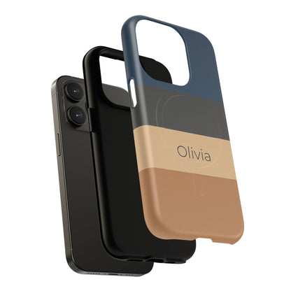Personalised Custom Name iPhone MagSafe Case - Sandstone Stripe