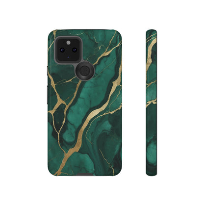 Google Pixel Case - Emerald Luxe Marble with Gold Veins