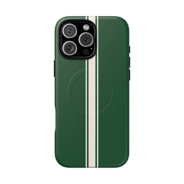 British Racing Green Stripe iPhone Case – Shockproof MagSafe® Compatible Cover