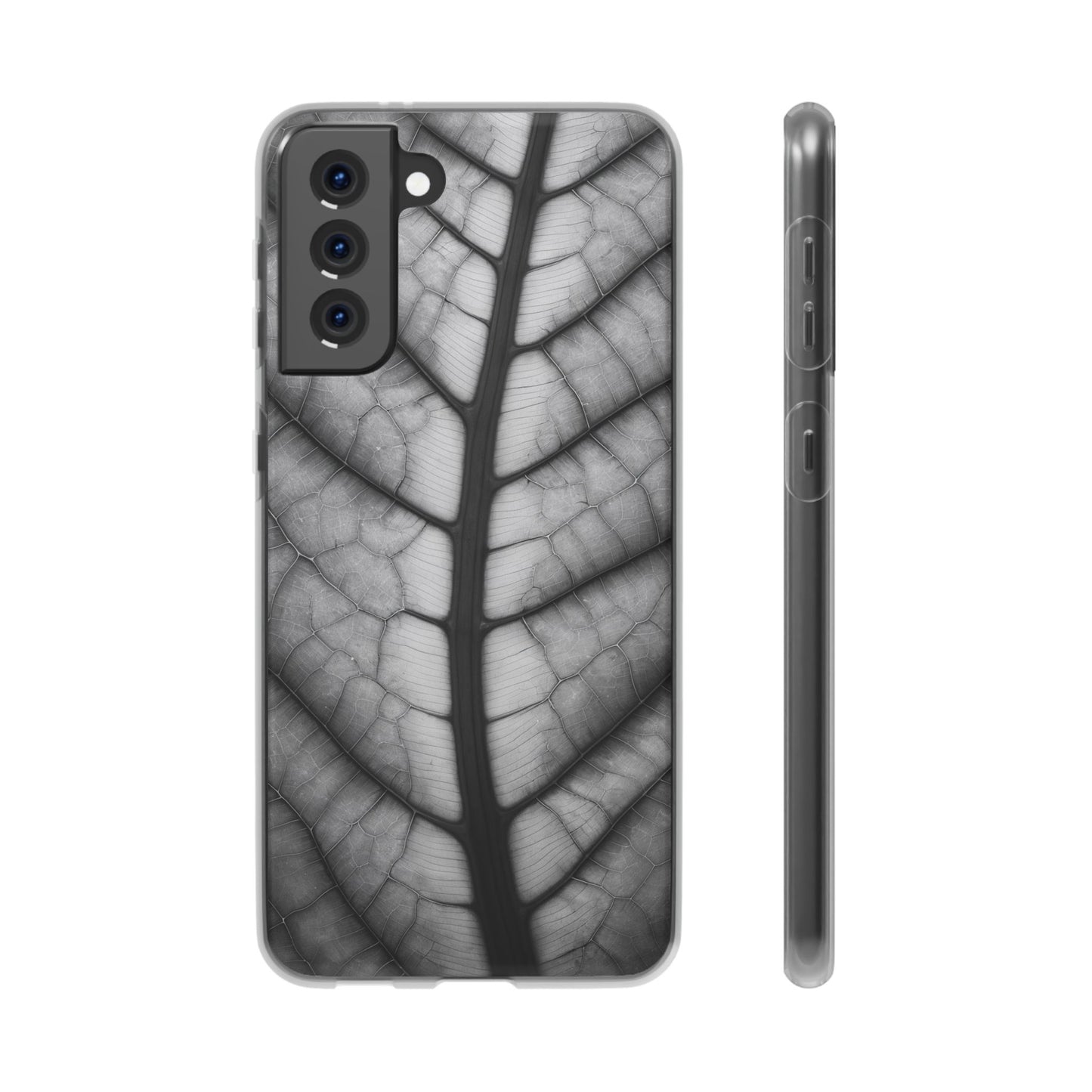 Macro Leaf Vein Pattern Phone Case - Elegant Monochrome Nature Design