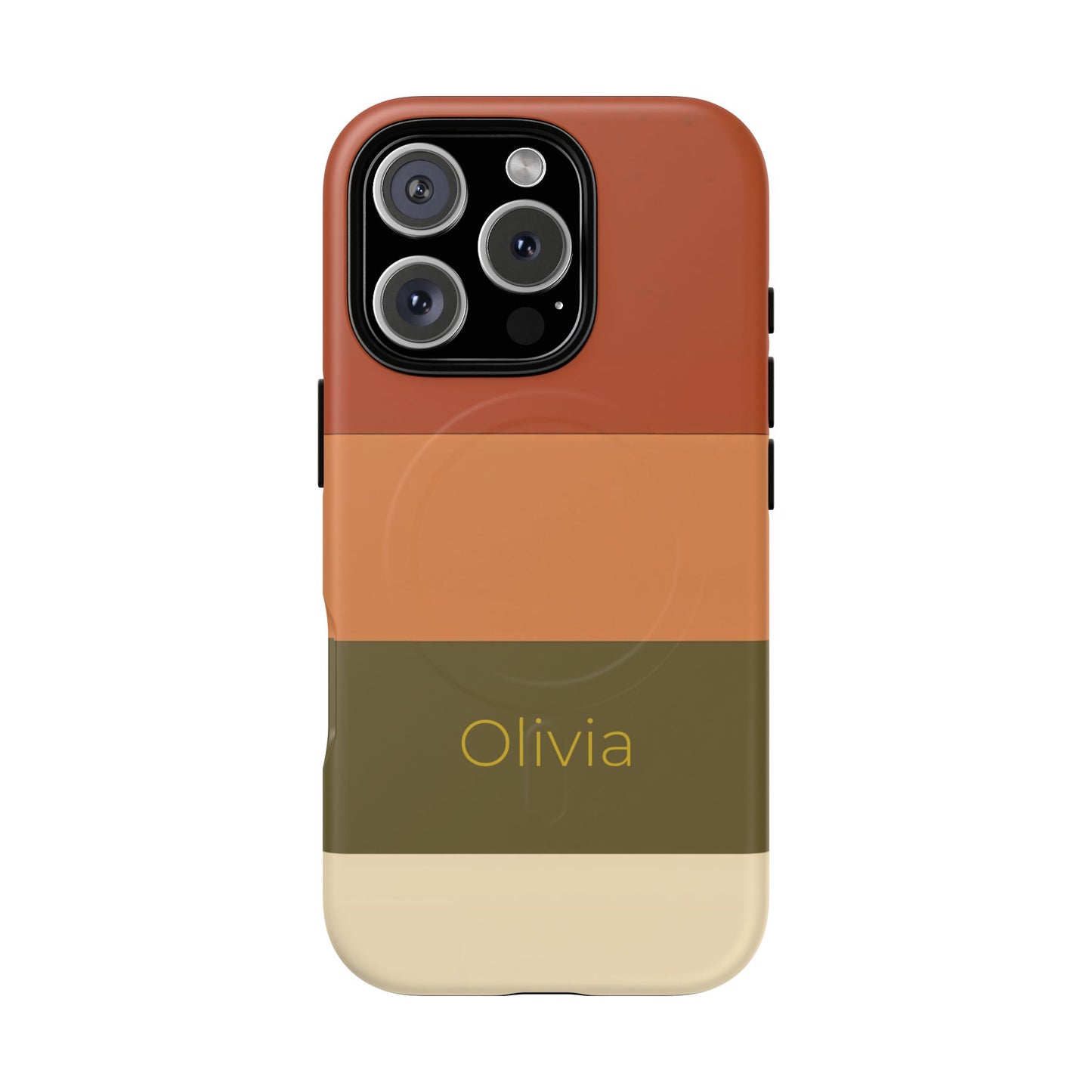 Personalised Custom Name iPhone MagSafe Case - Terracotta Stripe