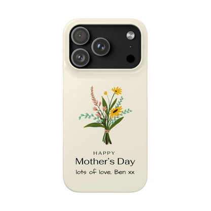 Personalised Mothers Day iPhone Case - Minimal Floral Bouquet Design - Custom Message