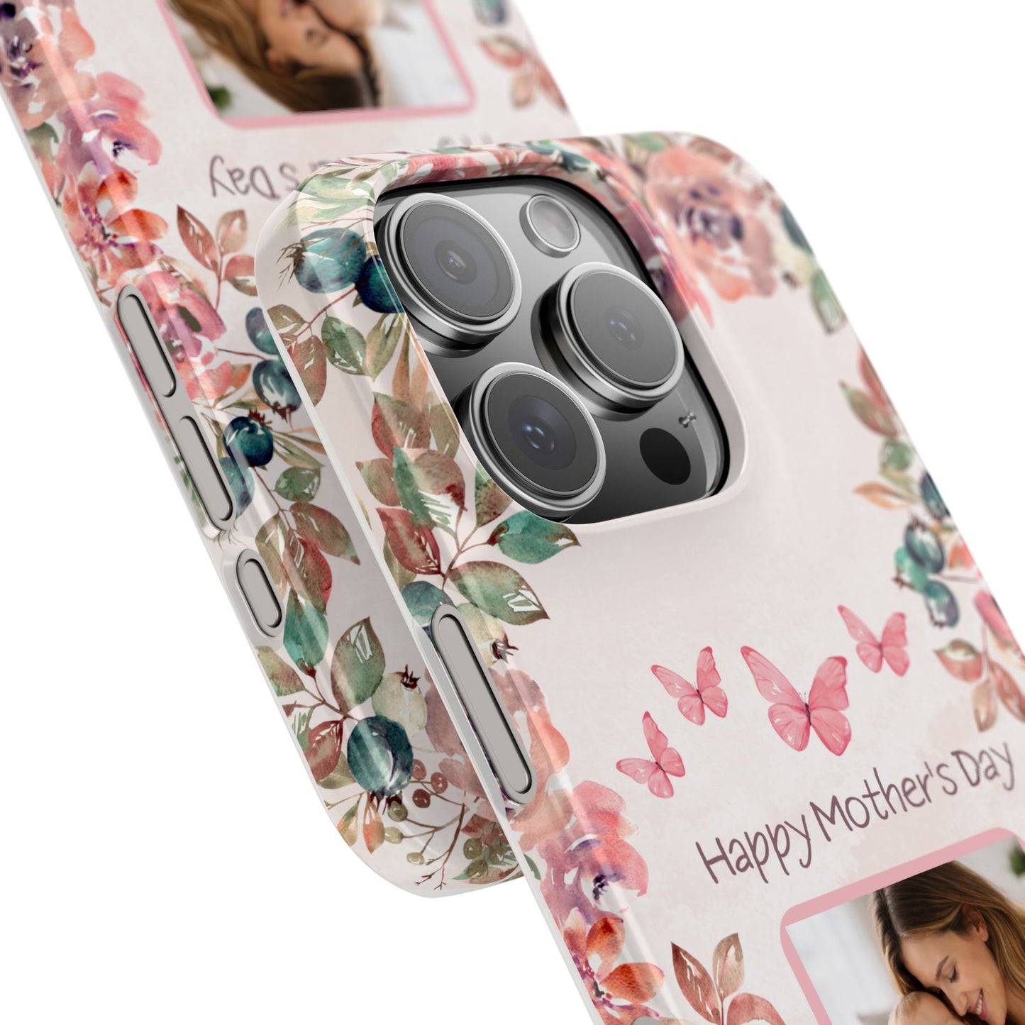 Personalised Mothers Day iPhone Case - Custom Watercolour Floral Photo Cover