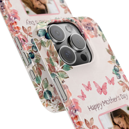 Personalised Mothers Day iPhone Case - Custom Watercolour Floral Photo Cover