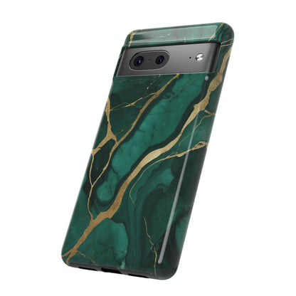 Google Pixel Case - Emerald Luxe Marble with Gold Veins