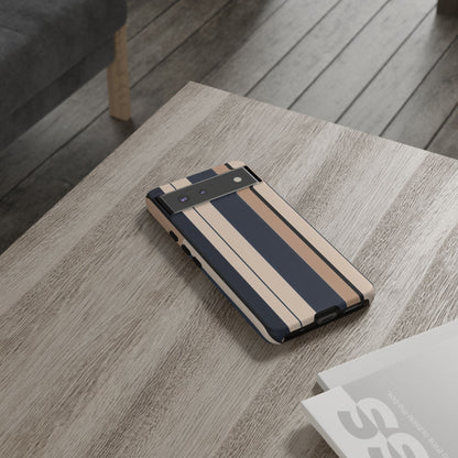 Google Pixel Case - Classic Racing Navy Beige Stripe