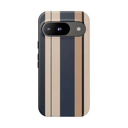 Google Pixel Case - Classic Racing Navy Beige Stripe