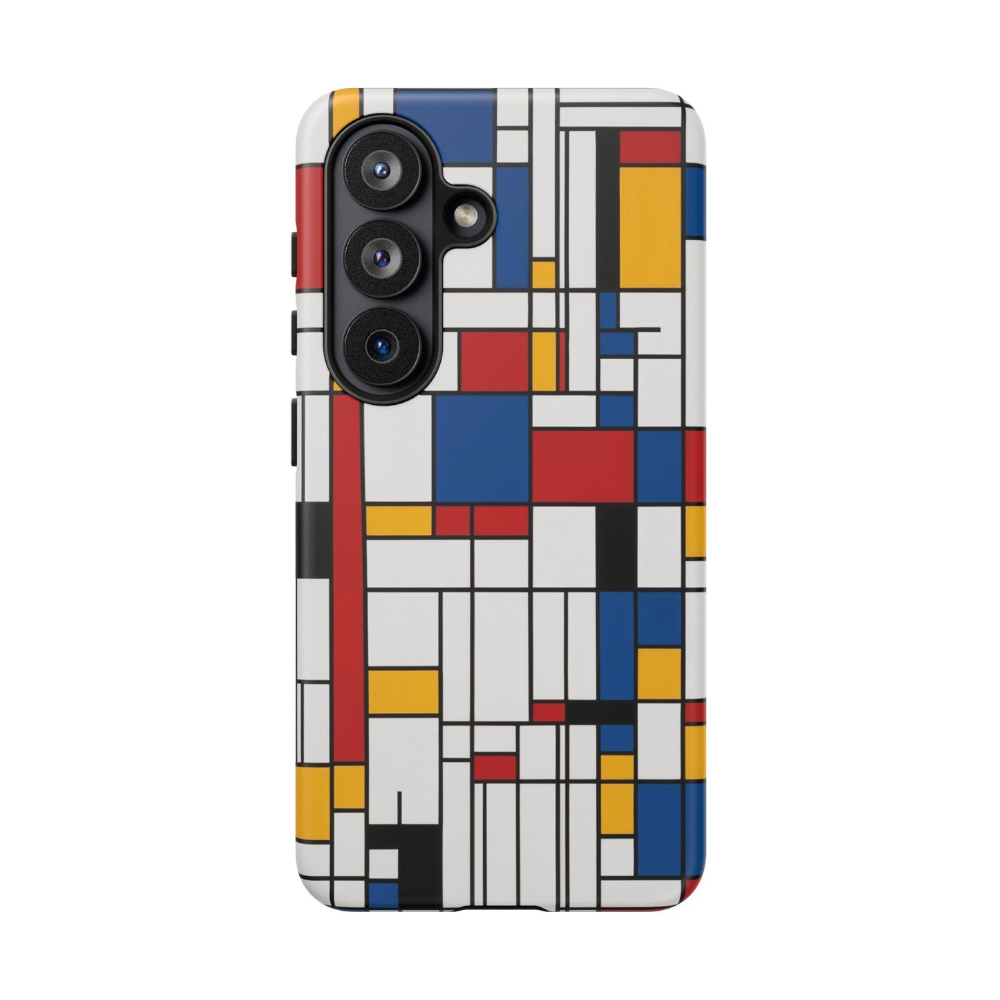 Samsung Galaxy Mondrian Style Phone Case – Geometric Art Matte Tough Protective Cove