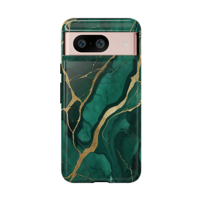 Google Pixel Case - Emerald Luxe Marble with Gold Veins