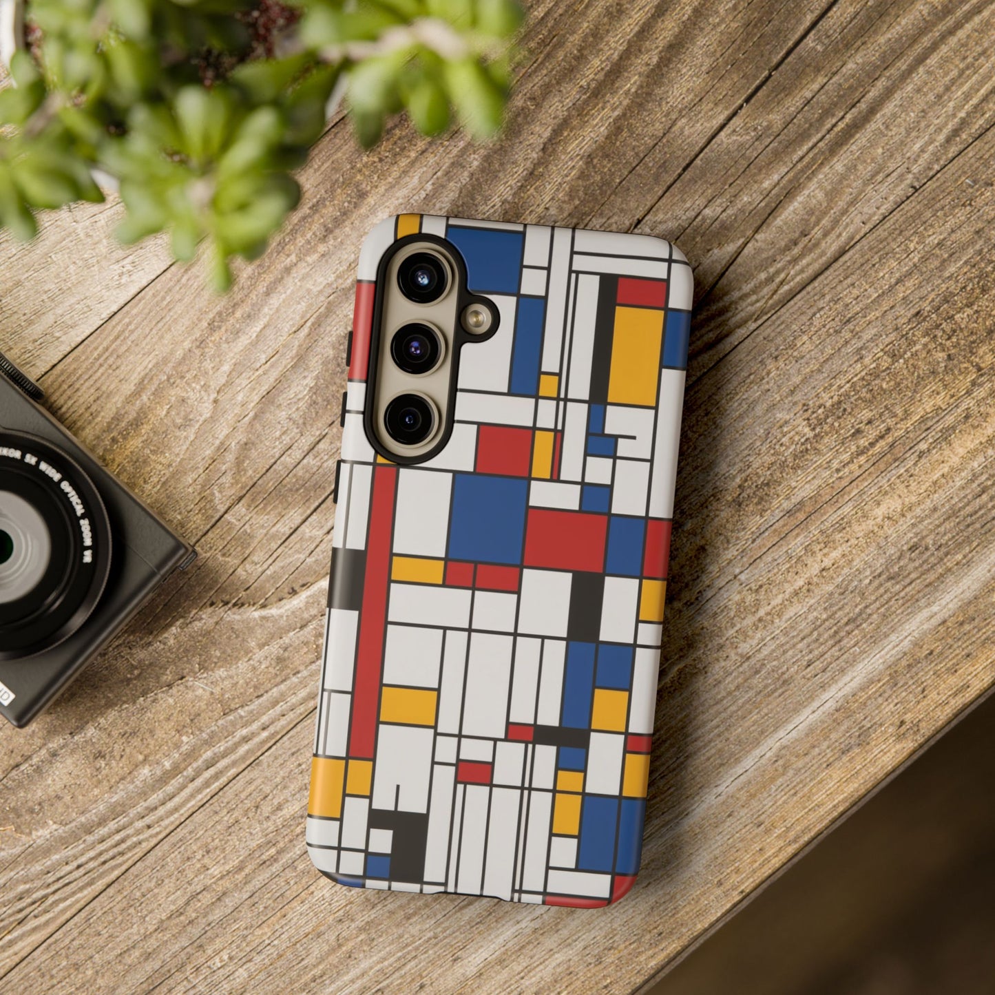 Samsung Galaxy Mondrian Style Phone Case – Geometric Art Matte Tough Protective Cove