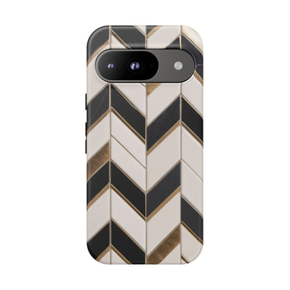 Google Pixel Case - Luxe Chevron Marble Pattern