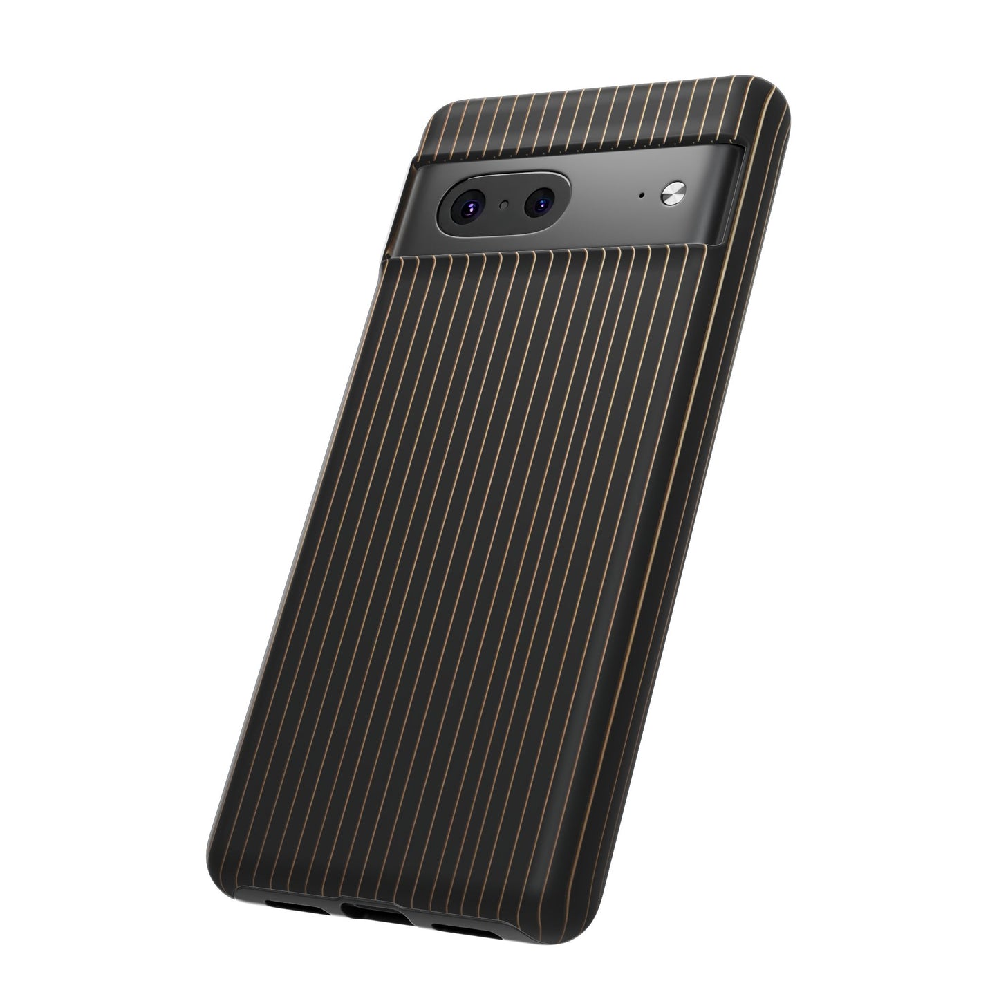 Google Pixel Case - Black and Gold Pinstripe Design Matte