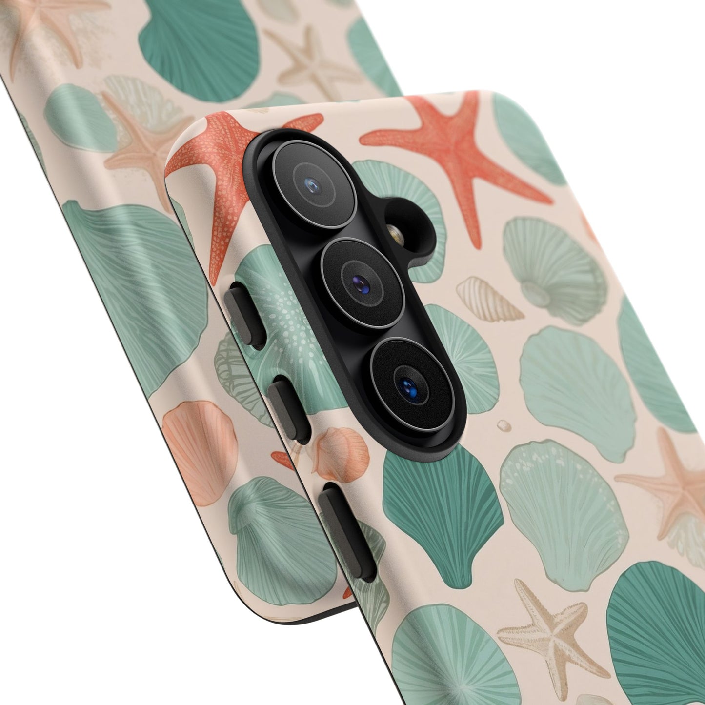 Samsung Galaxy Seashell Pattern Phone Case - Coastal Beach Matte Tough Protective Cover