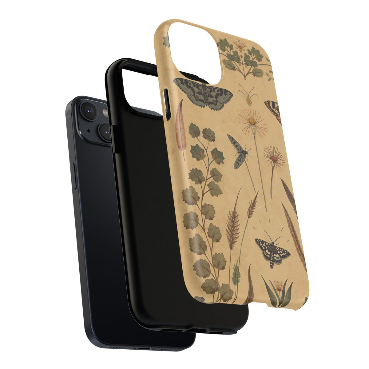 British Moth Trap Garden iPhone Case – Vintage Botanical Night Design