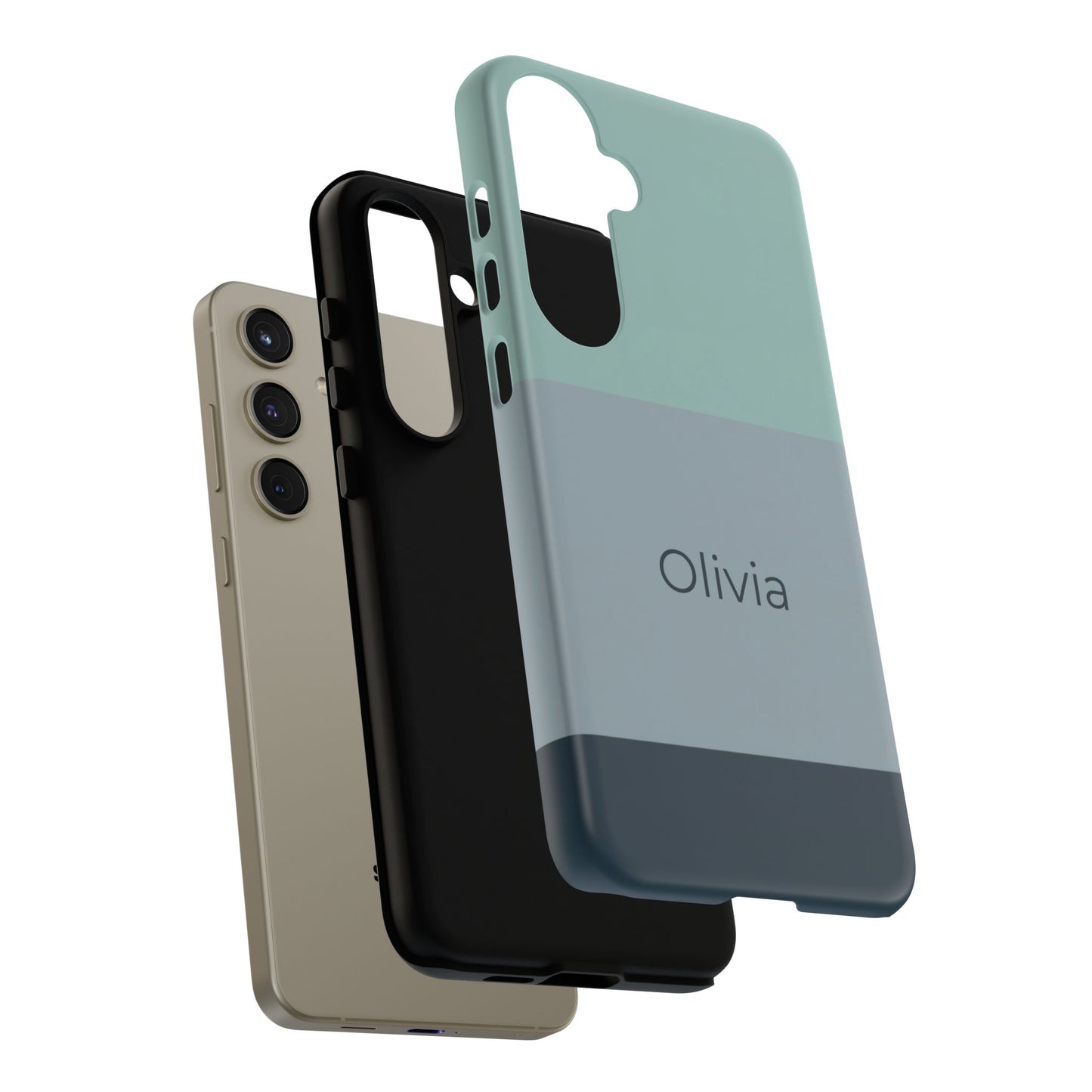 Samsung Galaxy Personalised Name Phone Case - Minimal Colour Block Matte Tough Protective Cover