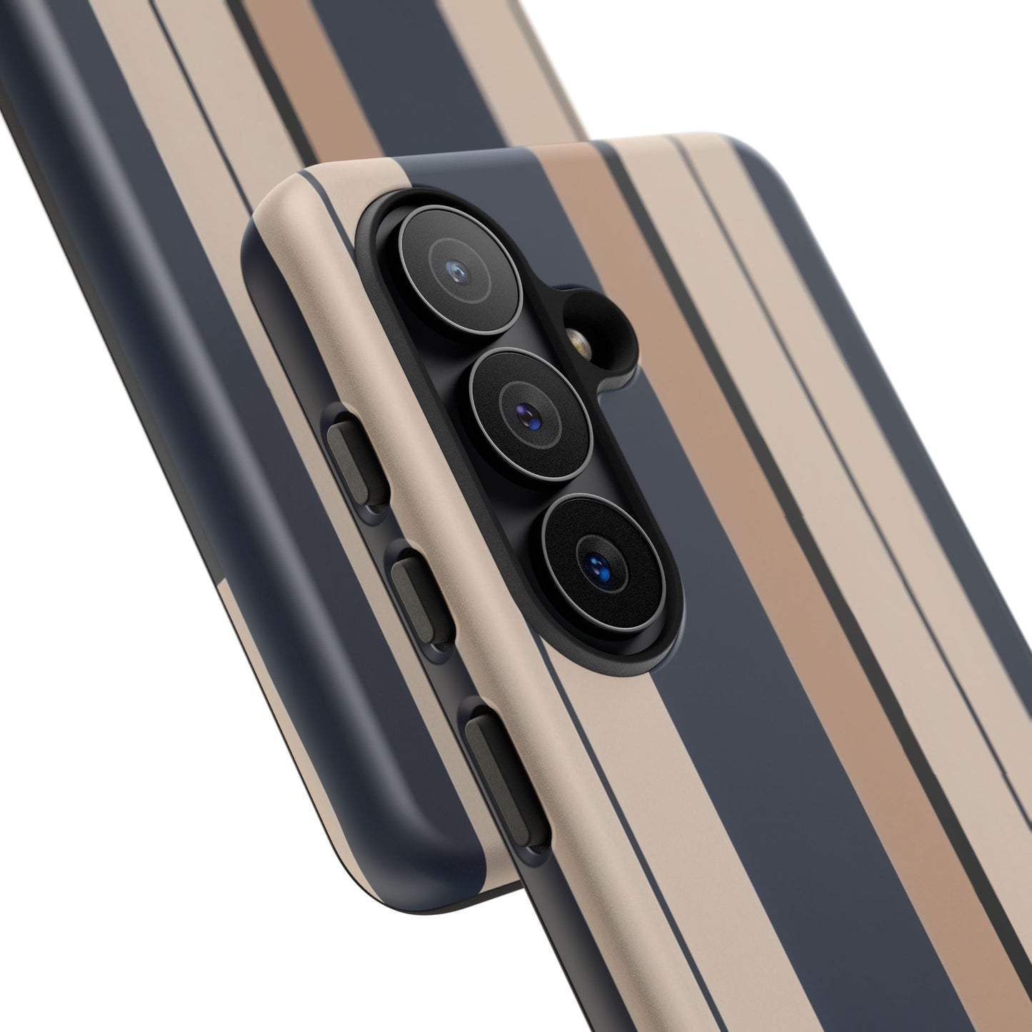 Samsung Galaxy Neutral Stripe Phone Case - Beige Navy Matte Tough Protective Cover