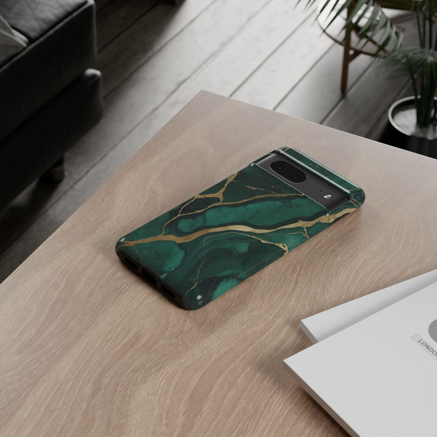 Google Pixel Case - Emerald Luxe Marble with Gold Veins
