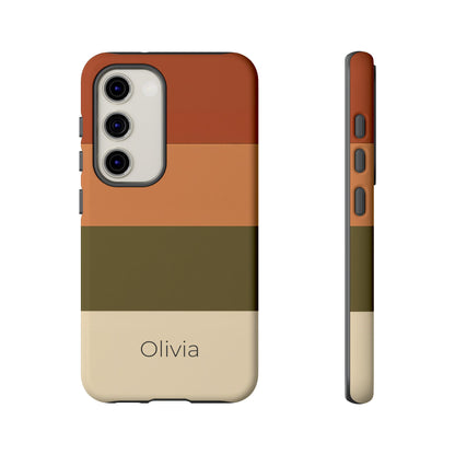 Samsung Galaxy Personalised Name Phone Case - Warm Colour Block Matte Tough Protective Cover