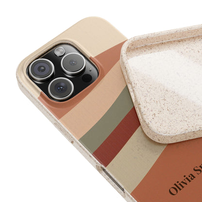 Personalised Eco-Friendly iPhone Case - Biodegradable Custom Name Phone Case - Retro Wave Design