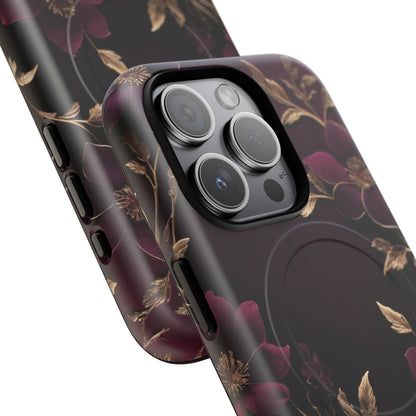 Velvet Noir Floral iPhone Case - Premium MagSafe Protective Cover