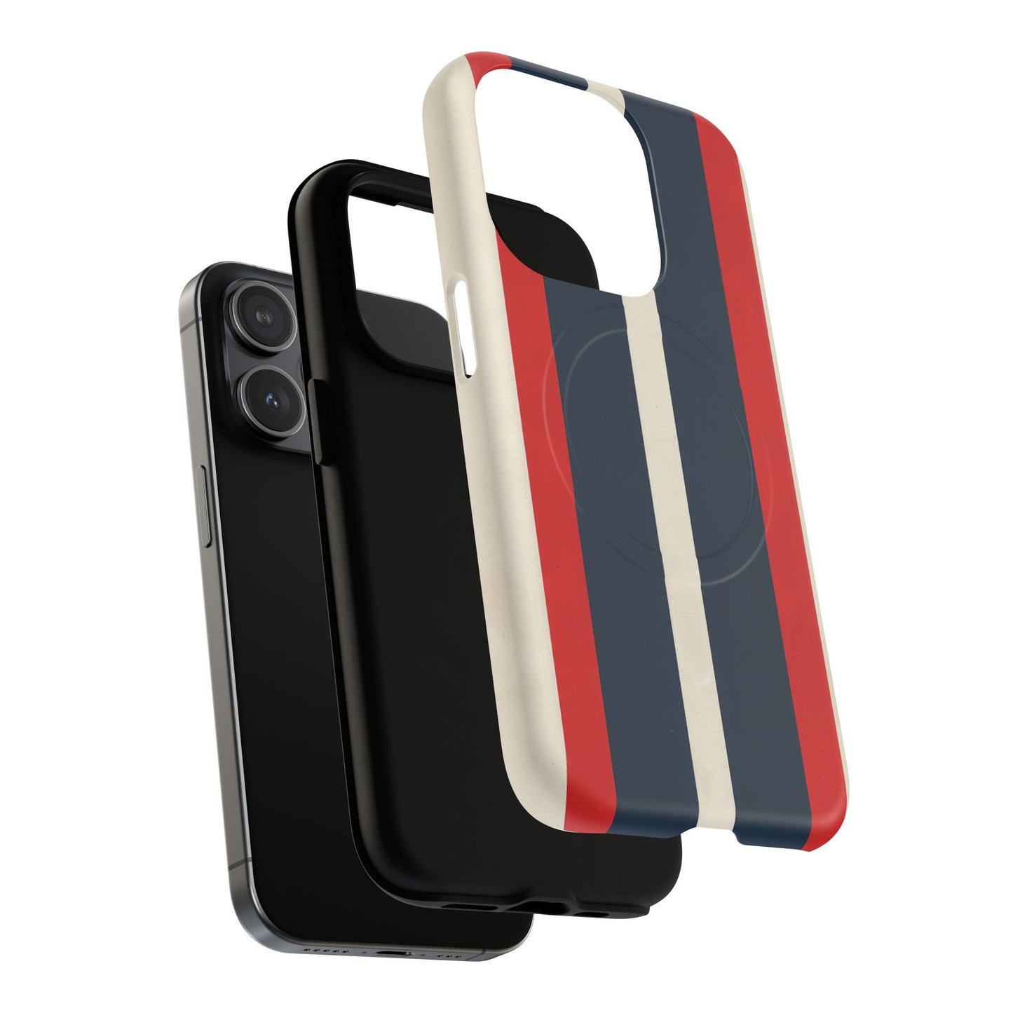 Retro Monaco Stripe Matte iPhone Case - Shockproof MagSafe® Compatible Cover