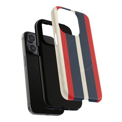 Retro Monaco Stripe Matte iPhone Case - Shockproof MagSafe® Compatible Cover