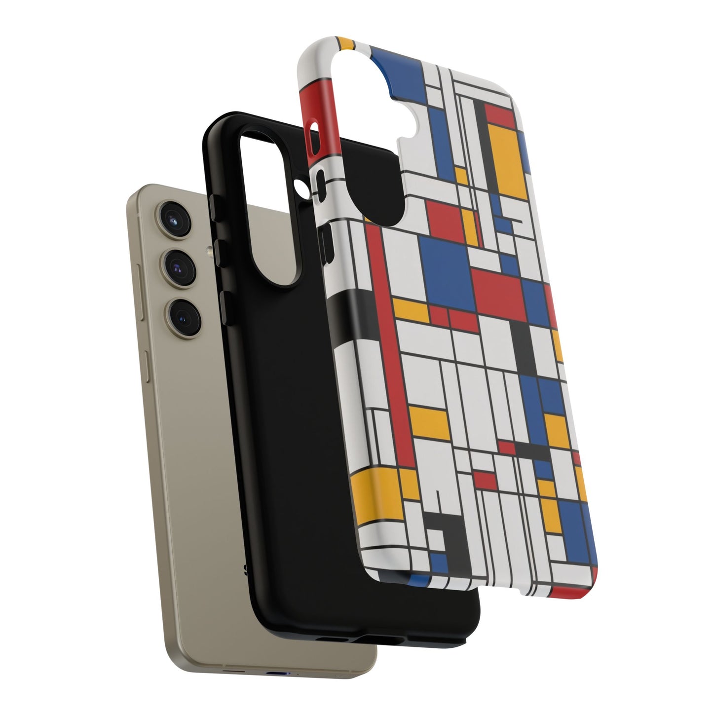 Samsung Galaxy Mondrian Style Phone Case – Geometric Art Matte Tough Protective Cove