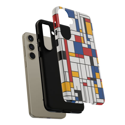 Samsung Galaxy Mondrian Style Phone Case – Geometric Art Matte Tough Protective Cove