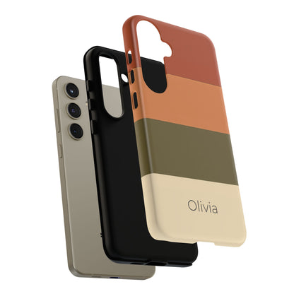 Samsung Galaxy Personalised Name Phone Case - Warm Colour Block Matte Tough Protective Cover