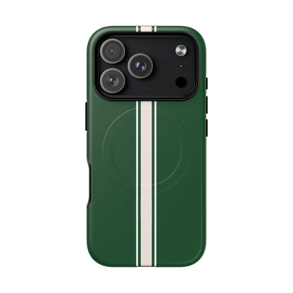 British Racing Green Stripe iPhone Case – Shockproof MagSafe® Compatible Cover