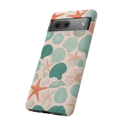 Google Pixel Case - Coastal Seashells and Starfish Pattern