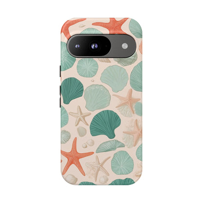 Google Pixel Case - Coastal Seashells and Starfish Pattern