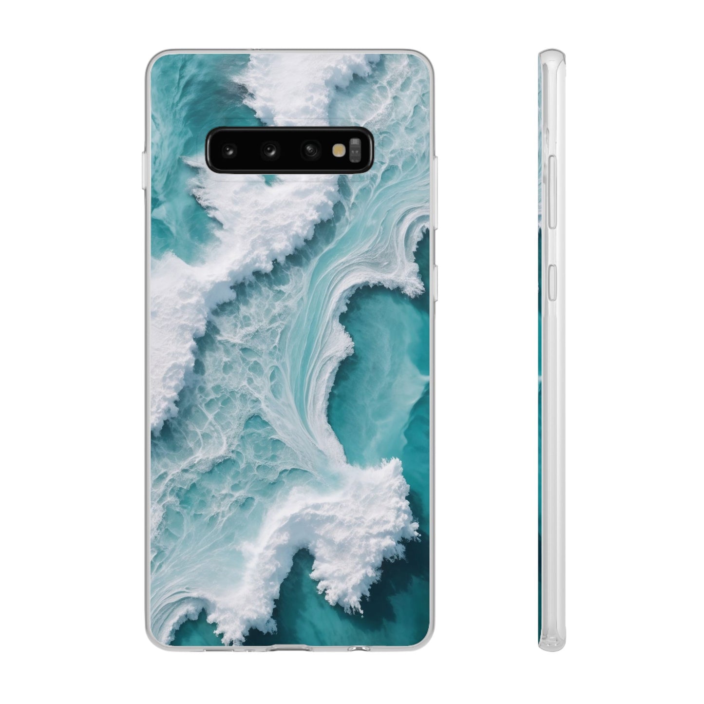 Ocean Foam Pattern Phone Case - Turquoise & White Coastal Style