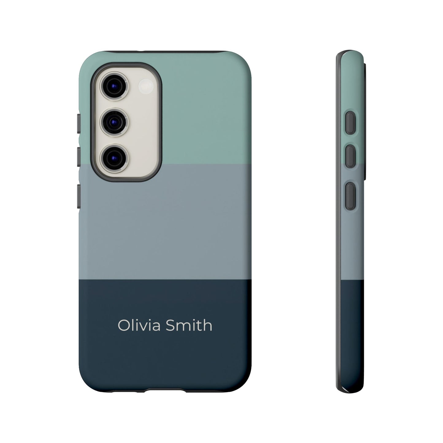 Samsung Galaxy Personalised Name Phone Case - Minimal Colour Block Matte Tough Protective Cover