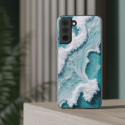 Ocean Foam Pattern Phone Case - Turquoise & White Coastal Style