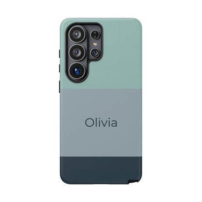 Samsung Galaxy Personalised Name Phone Case - Minimal Colour Block Matte Tough Protective Cover