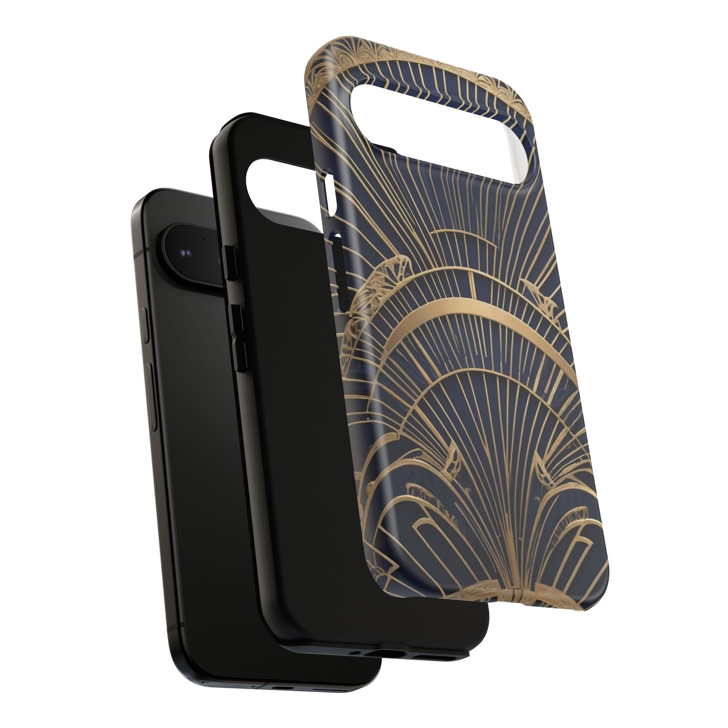 Google Pixel Case - Gatsby Art Deco Gold Fan Design Matte Finish