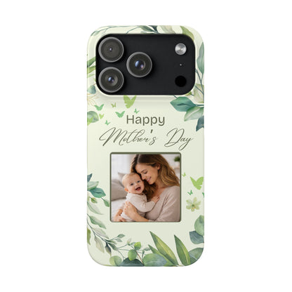 Personalised Mother’s Day iPhone Case - Custom Sage Green Botanical Photo Cover