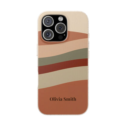 Personalised Eco-Friendly iPhone Case - Biodegradable Custom Name Phone Case - Retro Wave Design