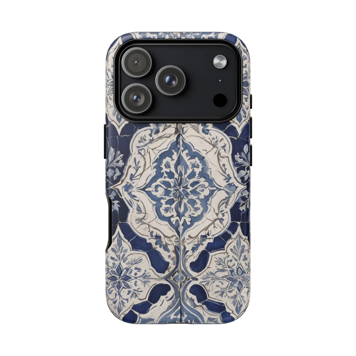 Blue Moroccan Tile Tough Phone Case — Protective iPhone Cover with Vintage Ceramic Pattern