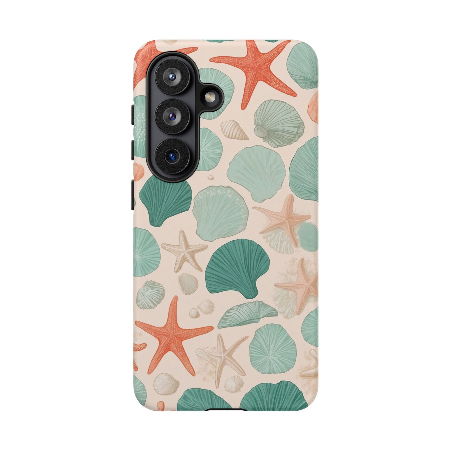 Samsung Galaxy Seashell Pattern Phone Case - Coastal Beach Matte Tough Protective Cover