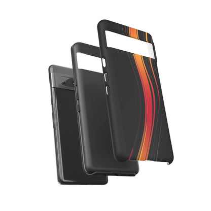 Google Pixel Case - Flame Streak Matte Design | Sleek Black Orange Gradient Phone Cover