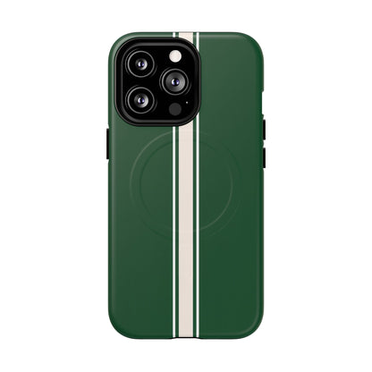 British Racing Green Stripe iPhone Case – Shockproof MagSafe® Compatible Cover