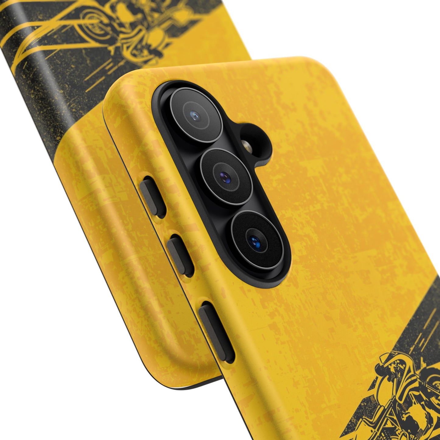Samsung Galaxy Motorbike Racing Phone Case - Yellow Matte Tough Protective Cover