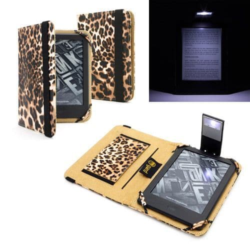 Amazon Kindle E-Reader with Touch 6" Leopard Case Cover with LED Light
