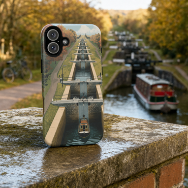 The Lock Flight Canal Landscape MagSafe-Compatible iPhone Case lifestyle image