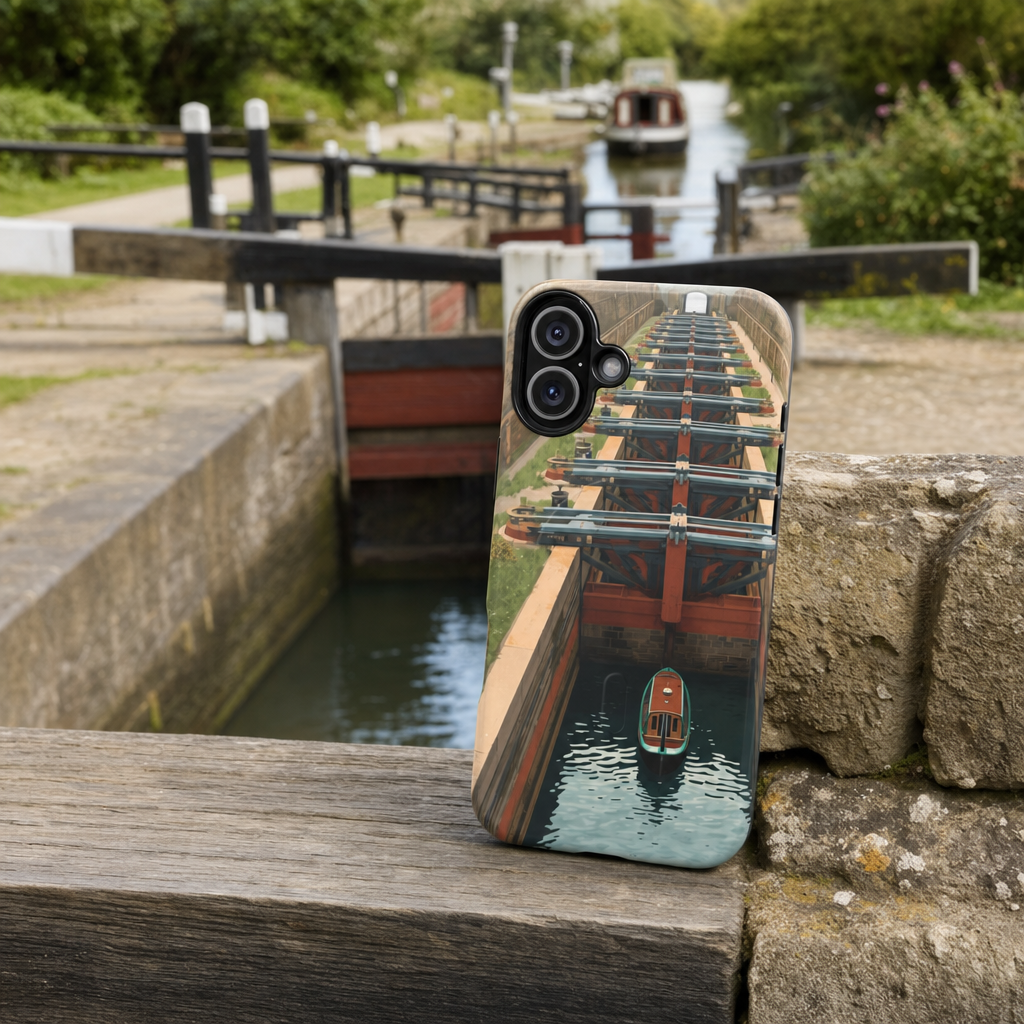 Lock Flight from Above Canal Locks Heritage iPhone Case lifestyle image