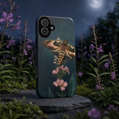 Rosebay at Midnight British Moth Botanical iPhone Case lifestyle image