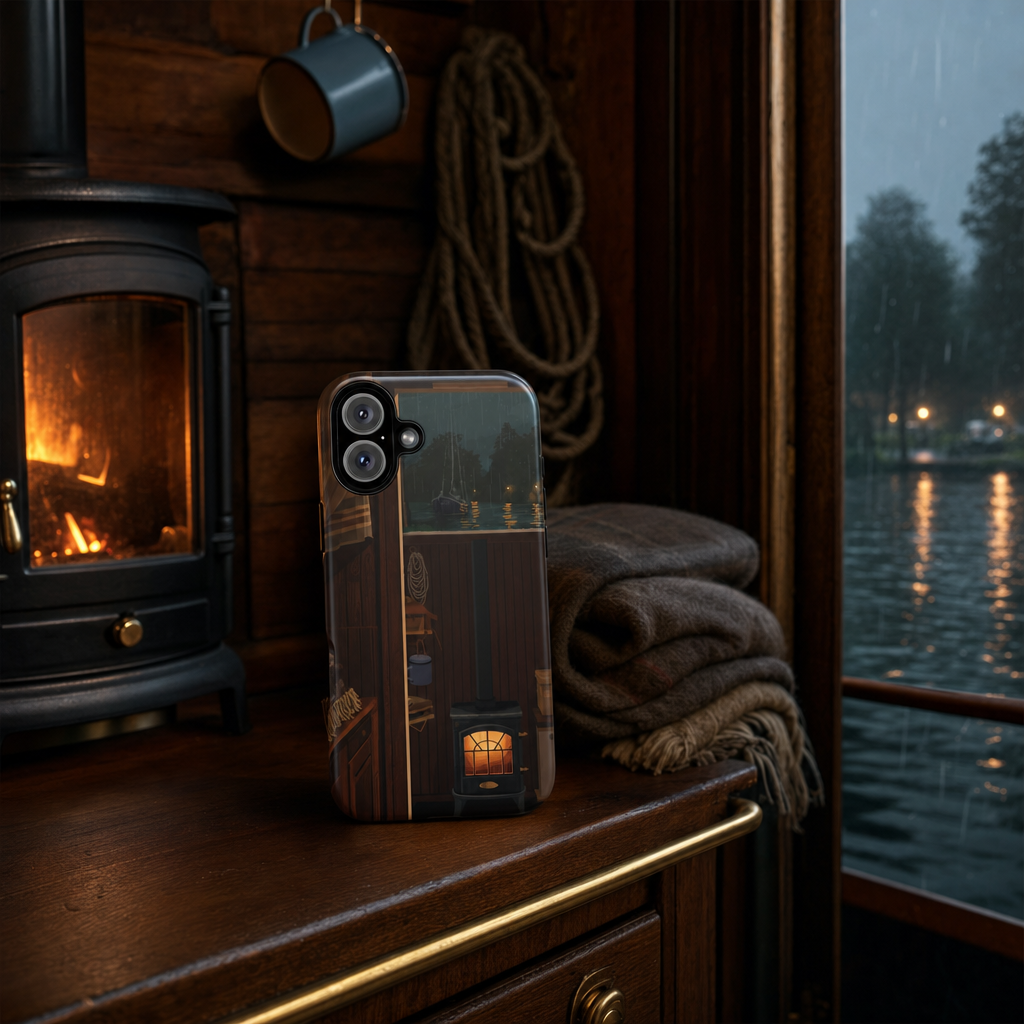 iPhone Narrowboat Fireside Premium MagSafe Case lifestyle image