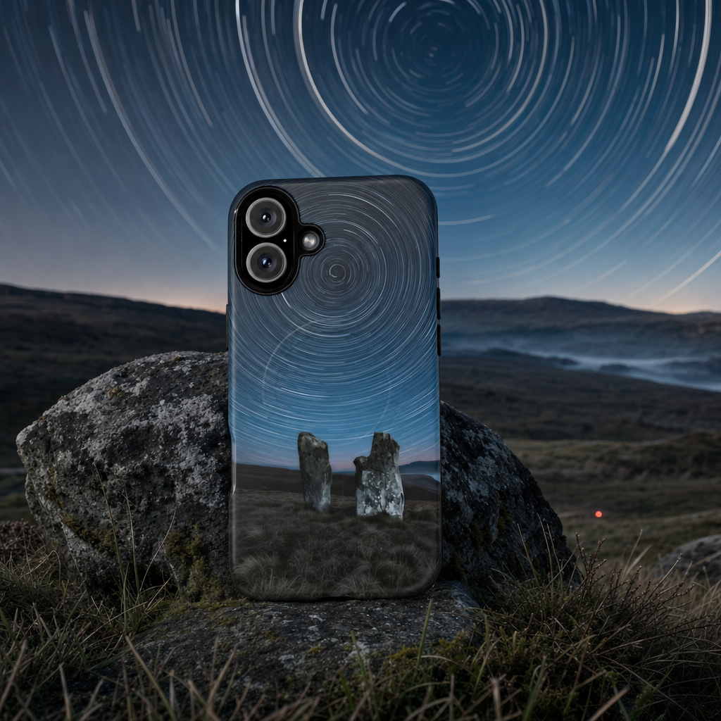 iPhone Star Trails Over Ancient Stones Premium MagSafe Case lifestyle image